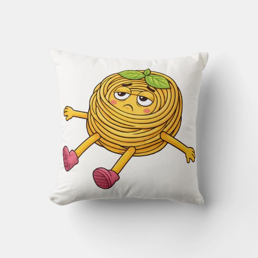 パスタポロ 寝転がって 疲れて 消耗しきった Tシャツ クッション (正面)