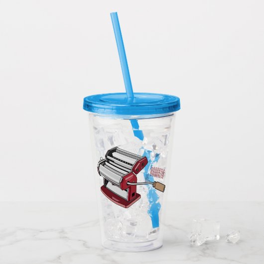 パスタメーカー漫画イラストレーション アクリルタンブラー (アイス正面)