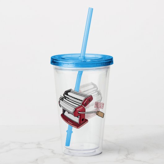 パスタメーカー漫画イラストレーション アクリルタンブラー (裏面)