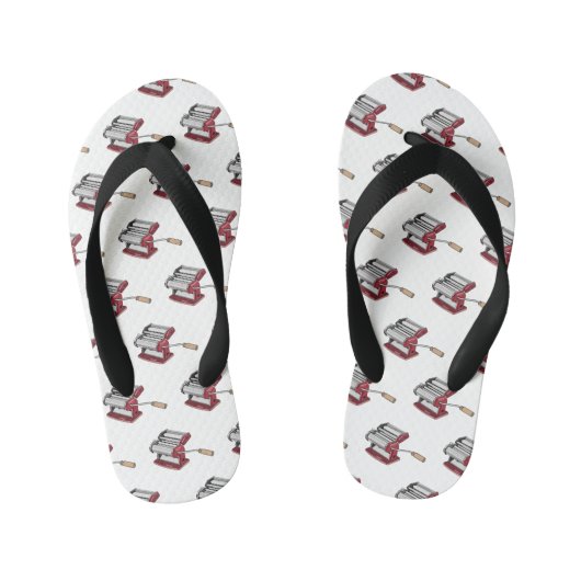 パスタメーカー漫画イラストレーション キッズビーチサンダル (フットベッド)