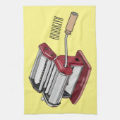 パスタメーカー漫画イラストレーション キッチンタオル (縦)