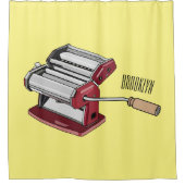 パスタメーカー漫画イラストレーション シャワーカーテン (正面)