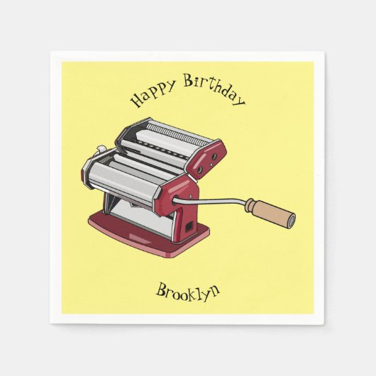 パスタメーカー漫画イラストレーション スタンダードカクテルナプキン (正面)