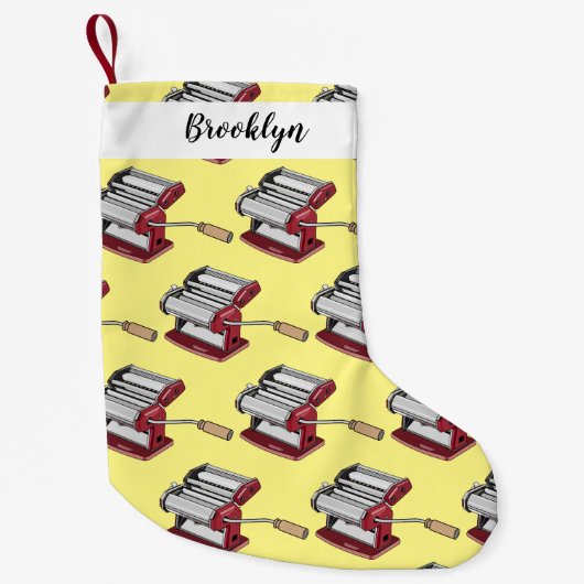 パスタメーカー漫画イラストレーション スモールクリスマスストッキング (正面)