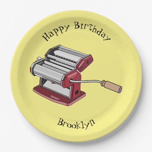 パスタメーカー漫画イラストレーション ペーパープレート (正面)