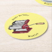 パスタメーカー漫画イラストレーション ラウンドペーパーコースター (アングル)