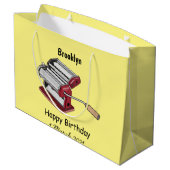 パスタメーカー漫画イラストレーション ラージペーパーバッグ (裏面アングル)