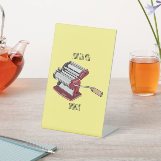 パスタメーカー漫画イラストレーション 台座サイン (インサイチュ)