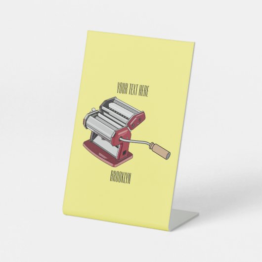 パスタメーカー漫画イラストレーション 台座サイン (正面)