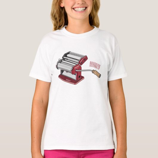 パスタメーカー漫画イラストレーション Tシャツ (正面)
