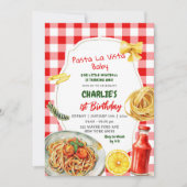 パスタラビスタベビーイタリアンテーマファースト誕生日 招待状 (正面)
