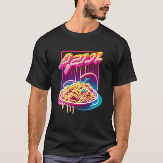 パスタ合成波80sレトロウェーブエステティック tシャツ (正面)