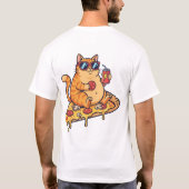 パスタ好きの可愛い猫,ピザが大好きな猫のイラスト Tシャツ (裏面)