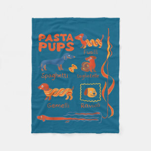 パスタ好きわんこ ダックスフンド パスタフーディー フリースブランケット