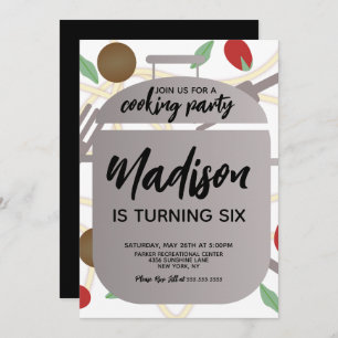 パスタ料理誕生日パーティーの招待 招待状