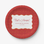 パスタ柄が愛を語る イタリアン ブライズシャワー ペーパープレート (正面)