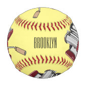 パスタ製造機の漫画イラスト 野球ボール (正面)