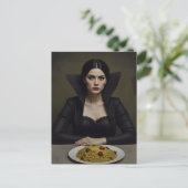 パスタ・ディナー付きのヴァンパイア ポストカード (スタンド正面)