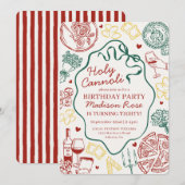 パスタ・ディナー・パーティー ホーリー・カノーリ イタリアン バースデー 招待状 (正面/裏面)