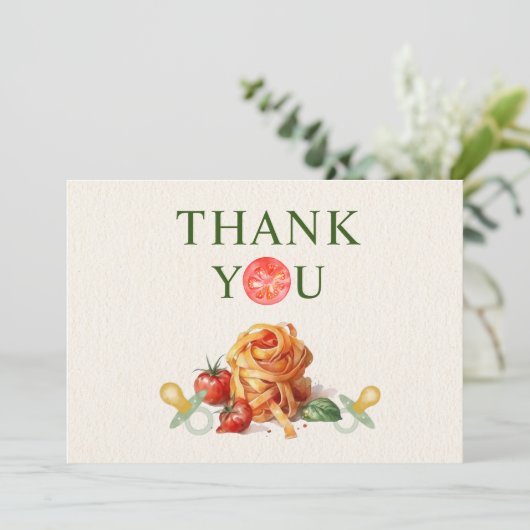 パスタ&パシファイア赤ちゃんシャワーありがとう サンキューカード (スタンド正面)