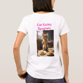 「パスタ・ポーズ食べ猫スパゲッティTシャツ」 Tシャツ (裏面)