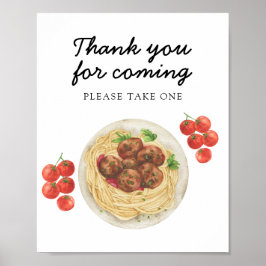 パスタ ミートボール ベビーシャワー ありがとうございました ポスター