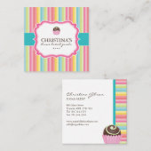 パステお洒落ルストライプズケーキボール名刺 スクエア名刺 (正面/裏面)