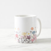 パステかわいらしルウォーターカラーフラワーパーソナライズされたズ コーヒーマグカップ (正面右)