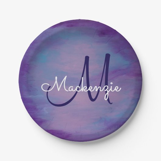 パステかわいらしル |かわいいピンクの雲紫の空 ペーパープレート (正面)