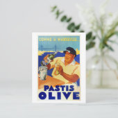 パスティスオリーブ – ヴィンテージフランスのワインポスター ポストカード (スタンド正面)