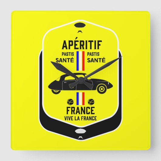 パスティスデマルセイユフランス スクエア壁時計 (正面)