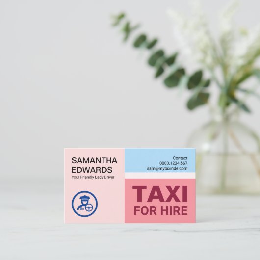パステエレガントルズウーマンタクシー運転手 名刺 (スタンド正面)
