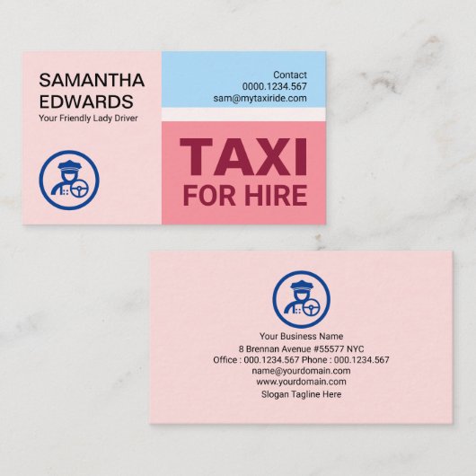 パステエレガントルズウーマンタクシー運転手 名刺 (正面/裏面)