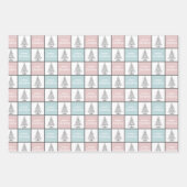 パステエレガントルピンク&ブルークリスマスパターン ラッピングペーパーシート (正面)