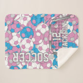 パステカラフルルサッカーボールコラージュと文字 シェルパブランケット (正面(横))