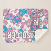 パステカラフルルサッカーボールコラージュと文字 シェルパブランケット (正面(横))