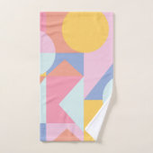 パステカラフルルピンクと青の図形 バスタオルセット (ハンドタオル)