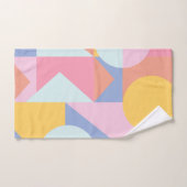 パステカラフルルピンクと青の図形 バスタオルセット (ハンドタオル)