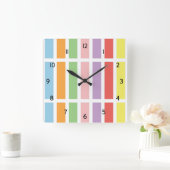 パステカラフルルフエス スクエア壁時計 (ホーム)