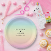 パステグラデーションルレインボーカ結婚ラーズ ペーパープレート (パーティー)