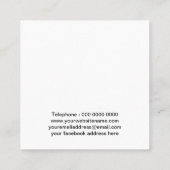 パステシンプルル水カラフル色スプラッシュMUA スクエア名刺 (裏面)