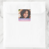 パステストライプルズキュート台本名キッズスクールパープル スクエアシール (バッグ)