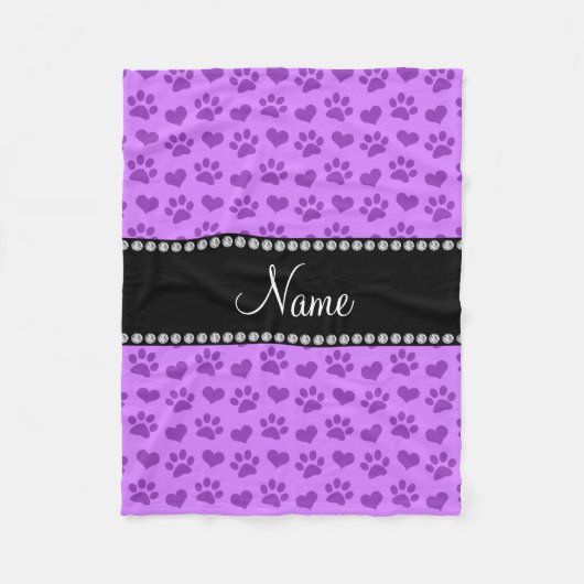 パステパーソナライズされたルパープルハートと手足に名前を付ける フリースブランケット (正面)