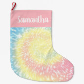 パステパーソナライズされたル絞り染め旋回トレンディー ラージクリスマスストッキング (正面)