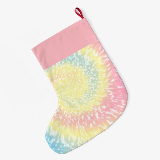 パステパーソナライズされたル絞り染め旋回トレンディー ラージクリスマスストッキング (裏面 (吊り時))
