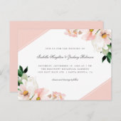 パステモダンルピンクコーナーズフローラ結婚ズ インビテーションポストカード (正面/裏面)