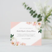 パステモダンルピンクコーナーズフローラ結婚ズ インビテーションポストカード (スタンド正面)
