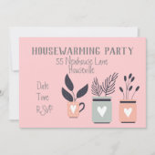 パステモダンルポットプラント引っ越し祝いパーティーパーティー 招待状 (正面)