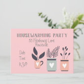 パステモダンルポットプラント引っ越し祝いパーティーパーティー 招待状 (スタンド正面)