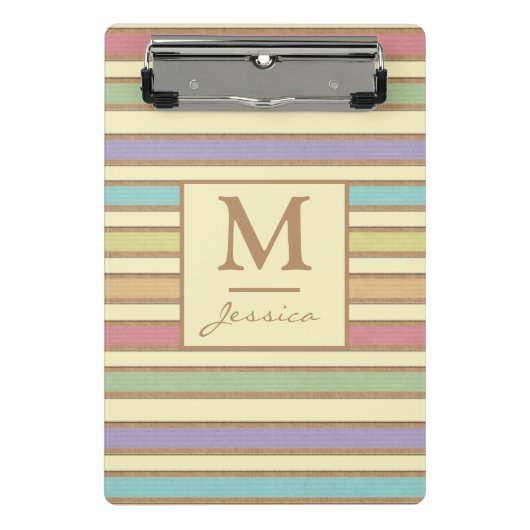パステモダンルリボンモストライプのノグラム ミニクリップボード (正面)